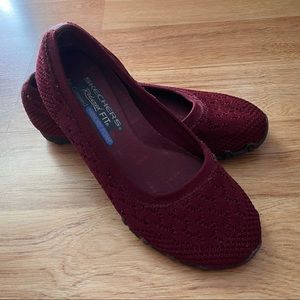Skechers Women's Bikers-Witty Knit Ballet Flat, Burgundy, 7 M US